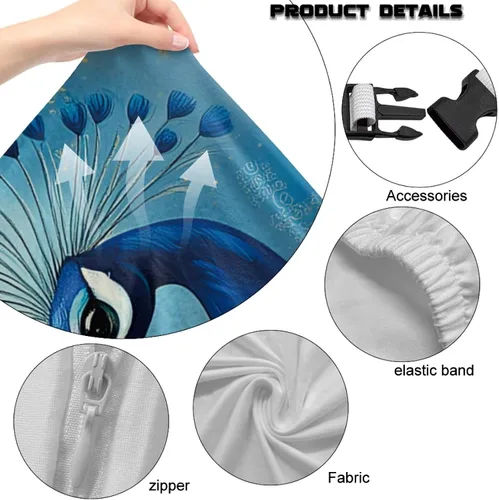 Vista 8 de Peacock Gaming Chair Slipcover with Zipper Computer Chair Covers Strtchable 4pcs Ergonomic Gamer Chairs Protector for Adults,Blue