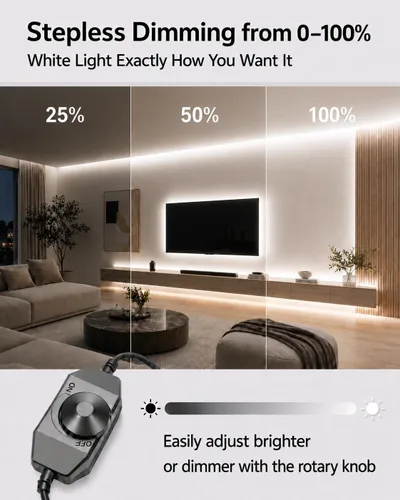 Vista 2 de Tiras de luces LED de neón, tiras de luces LED regulables de blanco frío, 16.4 pies/5m de luces LED de neón flexibles impermeables, tiras de luces