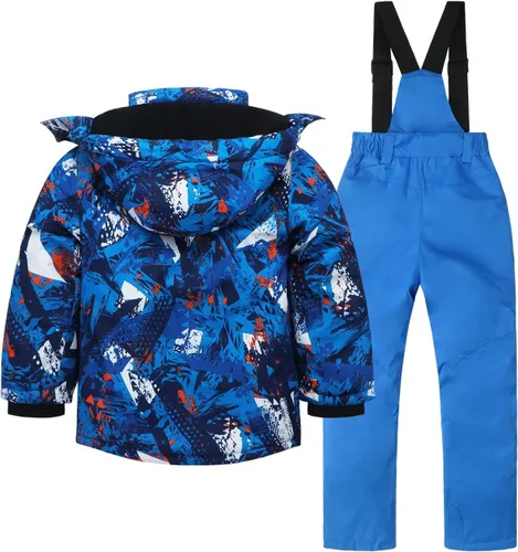 Vista 2 de Conjunto de chaqueta y pantalones de esquí para niños, abrigos de lluvia para snowboard de invierno, trajes de nieve para niñas y niños