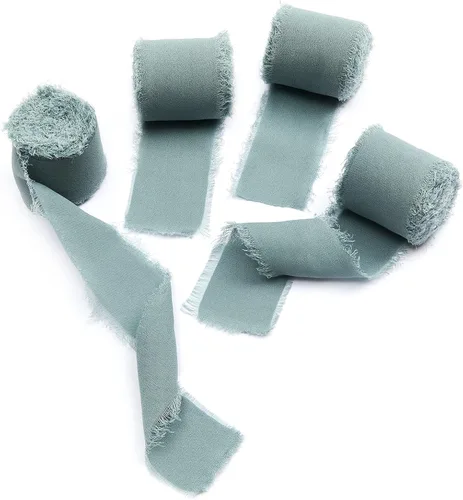 Vista 9 de 4 rollos de cinta de seda hecha a mano con flecos de 1.5 pulgadas x 5 yardas (4 rollos de 20 yardas) para invitaciones de boda, ramos de novia