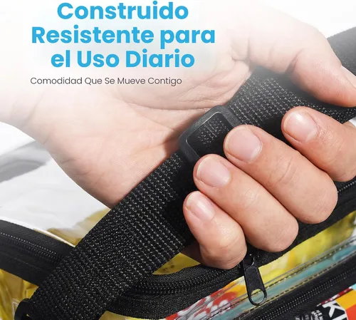 Vista 6 de Masirs Bolsa de almuerzo transparente de PVC transparente con correa de Aprobado por estadios y a prueba de congelador; ideal para oficiales