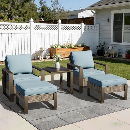 Vista 18 de Joyside - Sofá de mimbre para patio al aire libre, sofá de ratán de 3 plazas con cojines gruesos de olefina y reposabrazos rectangular con marco