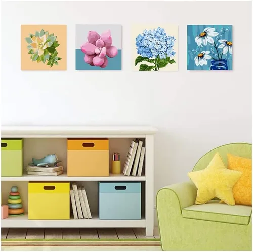 Vista 3 de TINDAY Kit de 2 piezas enmarcadas de pintura por números para adultos, principiantes, niños, pintura acrílica por números, pintura acrílica para 2