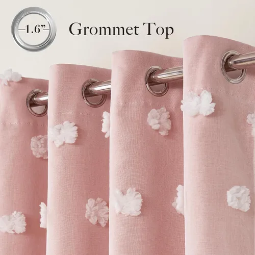 Vista 4 de RYB HOME Cortinas rosas con bonito pompón transparente superposición de 96