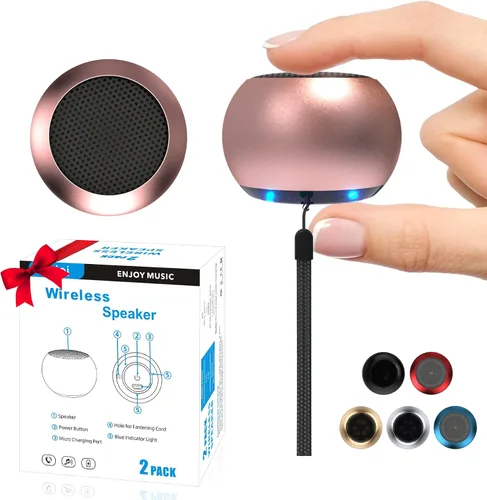 Vista 10 de Paquete de 2 mini altavoces portátiles, altavoces pequeños Bluetooth, micro altavoz inalámbrico para teléfono/PC/tableta, batería recargable