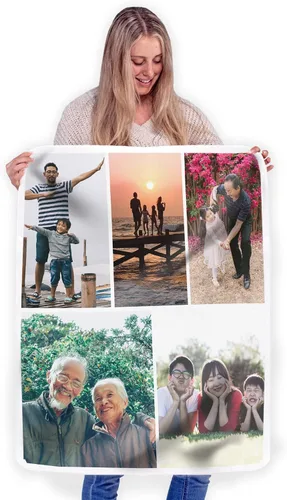 Vista 17 de FrameStory Manta personalizada con fotos y texto, totalmente personalizable con tus fotos y mensajes, manta de forro polar suave y suave, 30 x 40