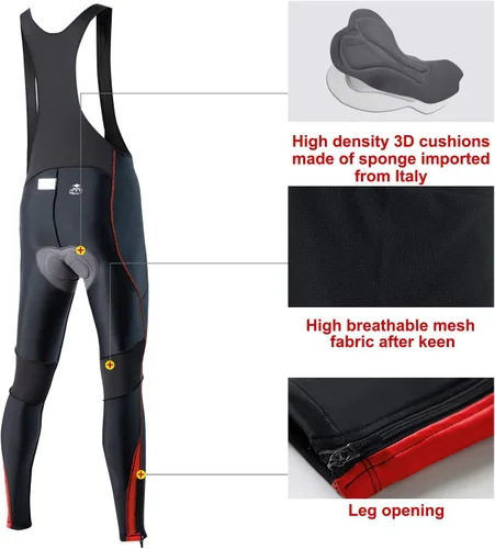 Vista 5 de Santic Mallas con pechera de ciclismo para hombre, pantalones largos acolchados con bolsillo