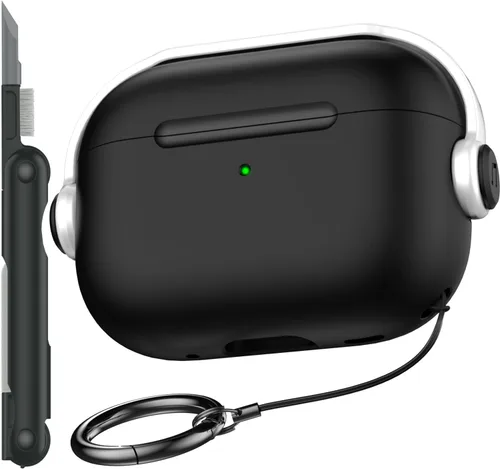 Vista 10 de R-fun Funda para AirPods Pro 3, diseño de consola de juegos de silicona para Apple AirPods Pro de 3ª generación (cable USB-C), con kit limpiador