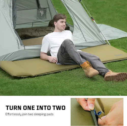 Vista 5 de 1TG Tactical Colchoneta de dormir autoinflable para campamento, colchón inflable aislado para invierno, con almohada, válvulas dobles, espuma