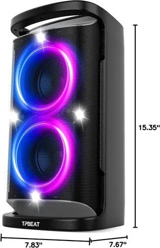 Vista 7 de QxbJoy Altavoz Bluetooth Portátil: Sonido Potente de 160W de Pico, Bajo Profundo Inalámbrico, Boombox Grande, Subwoofer Grande, 15 Horas de Duración