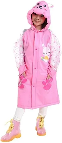 Vista 7 de SUFEINI Chubasquero para niños, traje de lluvia para niños de 6 a 13 años, para niños y niñas, con dibujos animados 3D, chaqueta impermeable
