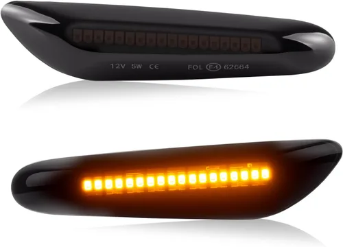 Vista 10 de D-Lumina Luces direccionales LED cromadas para BMW E90 E91 E92 E93 E46 E53 E60 E61 X3 E83 X1 E84 E81 E82 E87 E88, lente transparente ámbar lámparas