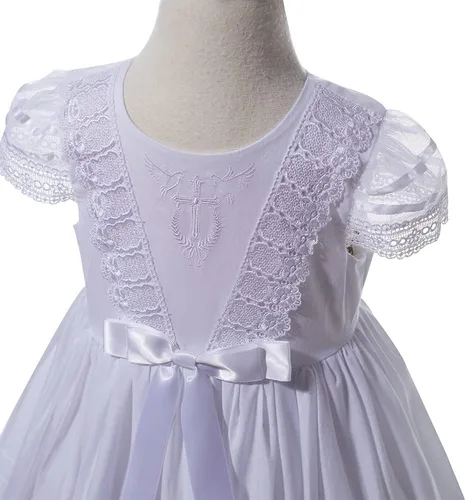 Vista 4 de NIUBAO Bautismo de encaje delicado vestido de bautizo de algodón con sombrero para niñas de 0 a 12 meses