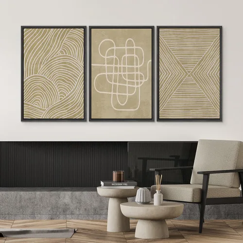 Vista 530 de SIGNWIN Lienzo enmarcado para pared, juego de arte neutro de bosque brumoso, ilustraciones en tono tierra, arte moderno, decorativo, bohemio