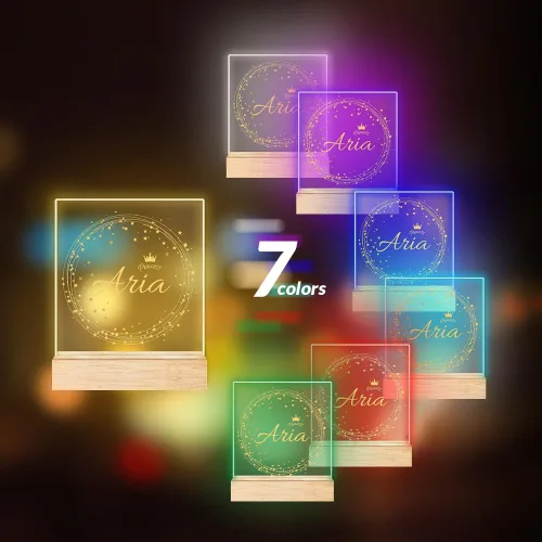 Vista 3 de Luz nocturna personalizada para bebés y niños, lámpara LED de corona de estrellas con nombre personalizado para niñas y niños, luces nocturnas