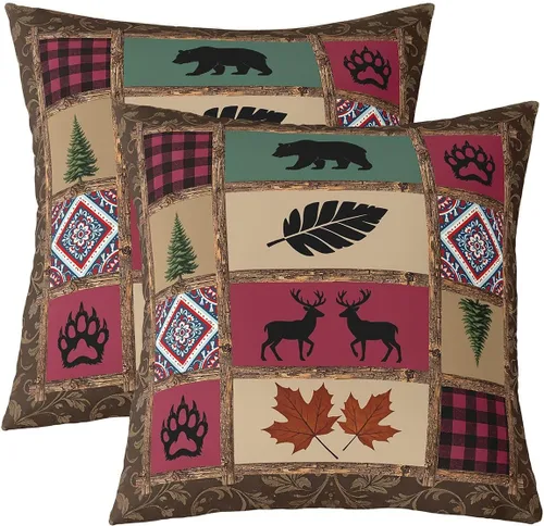 Vista 44 de Juego de 2 fundas de almohada con estampado de piel de vaca de 16"x16", fundas de cojín de piel de vaca para sala de estar, dormitorio, casa