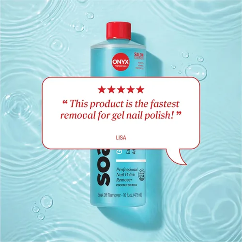 Vista 5 de Onyx Professional Removedor de esmalte de uñas con aroma de coco con lima de uñas, 16 oz, Removedor de esmalte de gel de máxima potencia