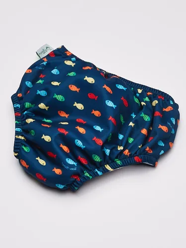Vista 4 de i play. Pañal de natación reutilizable para bebés y niños, Navy Fish Geo, 6 Month