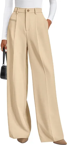 Vista 9 de PRETTYGARDEN Pantalones de vestir de trabajo de pierna ancha a medida para Negro