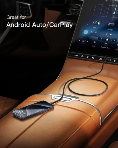Vista 3 de CONMDEX Cable USB Android Auto [0.5 pies, paquete de 2] 10 Gbps, carga Negro