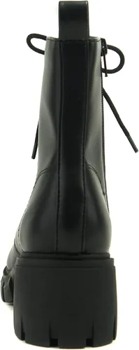 Vista 4 de Soda TUNDRA Botas de combate de moda con cordones y cremallera lateral para mujer