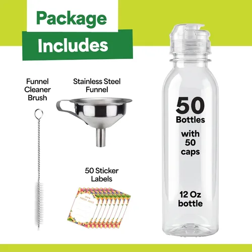 Vista 3 de EconoHome Paquete de 50 botellas redondas de jugo de 12 onzas, sin BPA