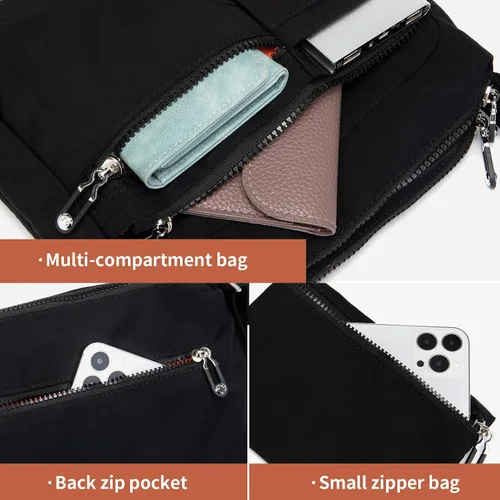 Vista 4 de ETidy Bolso cruzado para mujer, impermeable, ligero, casual, de hombro, bolso de libros