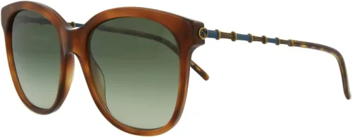 Vista 2 de Gucci Gafas de sol cuadradas/rectangulares Havana Gold Green Gafas de lujo hechas en Italia Marco de acetato Moda de diseñador para el lujo diario
