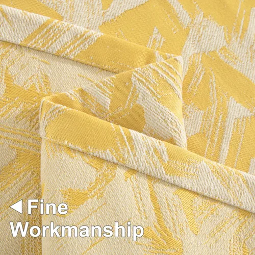 Vista 5 de Leeva Cortinas modernas y pesadas para dormitorio, juego de paneles de cortinas con patrón jacquard amarillo brillante para sala de estar, cortinas