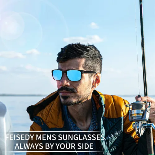 Vista 8 de FEISEDY Lentes de sol cuadrados polarizados clásicos para hombres y mujeres, acabado mate, lentes de sol para ciclismo, conducción, deportes B2234