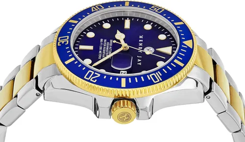 Vista 3 de HENRY JAY Aquamaster - Reloj de buceo suizo automático para hombre con cuerda automática chapado en oro de 23 quilates dos tonos acero inoxidable