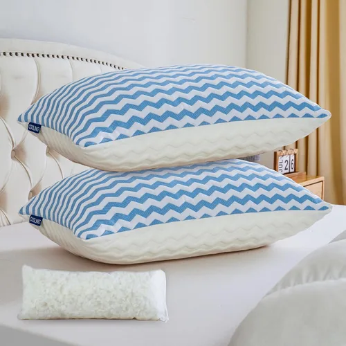 Vista 9 de Almohadas de tamaño estándar – Almohada firme ajustable para dormir de espalda, boca abajo y de lado – Almohada de enfriamiento de espuma