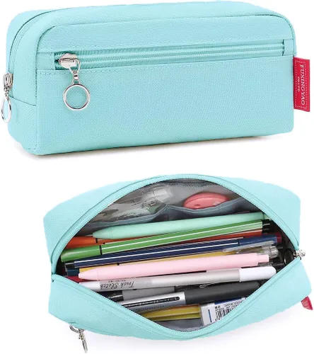 Vista 11 de FUXINGYAO Estuche grande para lápices y bolígrafos de gran capacidad para oficina, bolsa de almacenamiento simple, estuche de papelería para adultos