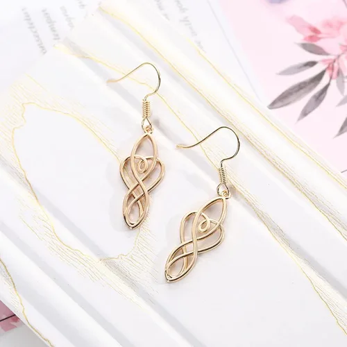 Vista 3 de Fashion Palace Hollow Carved Helix Knot Assorted Dangle Twist Wave Filigree Teardrop Heart Peach Linear Earrings for Women Girls Teen Trendy Jewelry