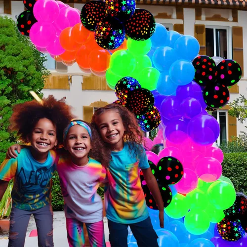 Vista 7 de Kit de arco de globos de neón UV que brillan en la oscuridad, globos de arco iris, rojo, azul, amarillo, verde, suministros de fiesta fluorescentes