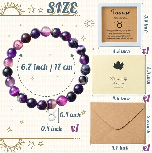 Vista 2 de WATINC Pulseras de constelación del zodiaco Leo Virgo Libra, Sagitario, Escorpio, Capricornio, Acuario, Piscis, Aries, Tauro, Géminis, cáncer
