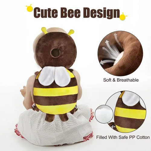 Vista 3 de Okydoky Protector de cabeza de bebé, una mochila, mochila ajustable para niños pequeños, protección de espalda de bebé para gatear y caminar, abeja