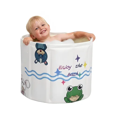 Vista 7 de WAVYEASE® Bañera portátil mejorada para niños pequeños, bañera plegable de inmersión profunda para niños, instalación de un segundo, fácil
