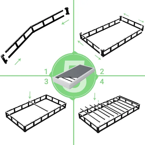 Vista 8 de FMDMR Somier de 4 pulgadas para cama individual - Somier de perfil bajo para cama individual, base de colchón de metal resistente con cubierta