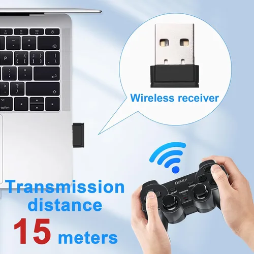 Vista 2 de DOYO Wireless PC Gaming Controller, Dual-Vibration Steam Joystick Gamepad Computer Game Controller for PC Windows 781011