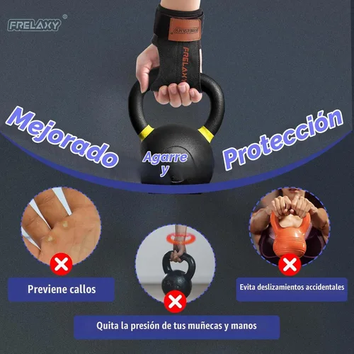 Vista 3 de Frelaxy Correas de muñeca de levantamiento de pesas para mujeres y hombres, agarres de levantamiento de pesas con bucle de muñeca, cuero de doble