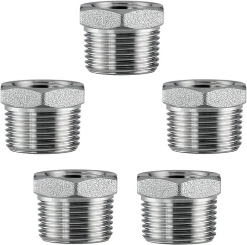 Vista 9 de Adaptador de acero inoxidable de 1 pulgada macho NPT a 1/2" hembra NPT reductor hexagonal buje adaptador de montaje de tubería (paquete de 5)