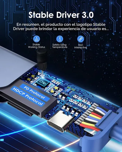 Vista 6 de LENTION 7-in-1 USB C Hub, 4K@60Hz HDMI, 100W PD, Card Reader, USB 3.0 & 2.0 Azul