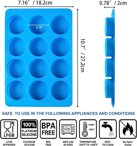 Vista 2 de Sidosir 2 piezas Molde de silicona para galletas Oreo y chocolate, moldes redondos de cilindro de 12 cavidades para cubierta de chocolate Oreo