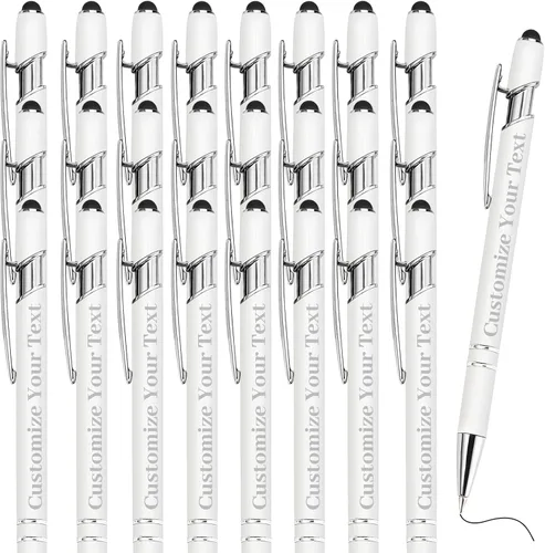 Vista 19 de Hasta 500 bolígrafos personalizados a granel con lápiz capacitivo, grabado, juego de bolígrafos con tu nombre, texto para mujeres de negocios