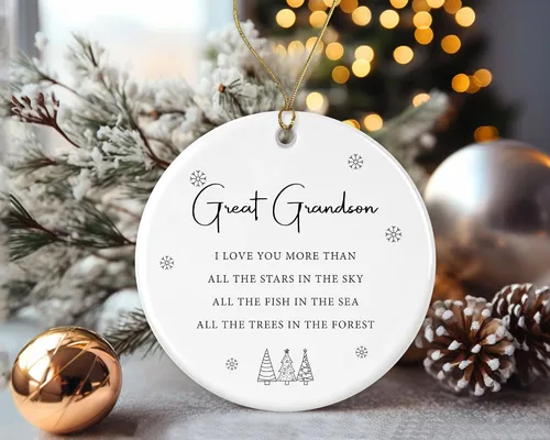 Vista 3 de Adorno de Navidad para bisnieto, We Love You More Than All The Stars in the Sky, All The Fish in the Sea, All The Trees in the Forest, adorno