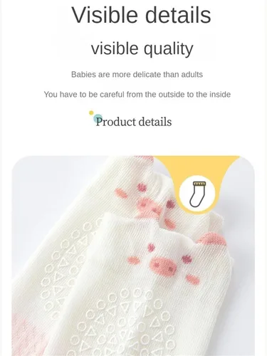 Vista 3 de Calcetines antideslizantes hasta la rodilla para bebés y niños pequeños, mallas delgadas para recién nacidos, para gatear en el suelo, 5/6 paquetes