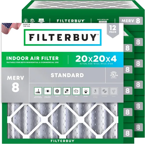 Vista 112 de Filterbuy Filtro de aire MERV 8 de 8 x 14 x 1 pulgadas para defensa contra el polvo y las alergias (paquete de 12), electrostático plisado HVAC