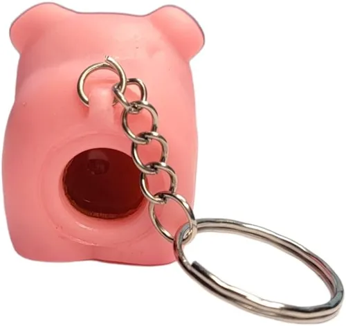 Vista 9 de Naughty Squeeze Pooping - Llavero de cerdo rosa (2") Animal Poop TURD
