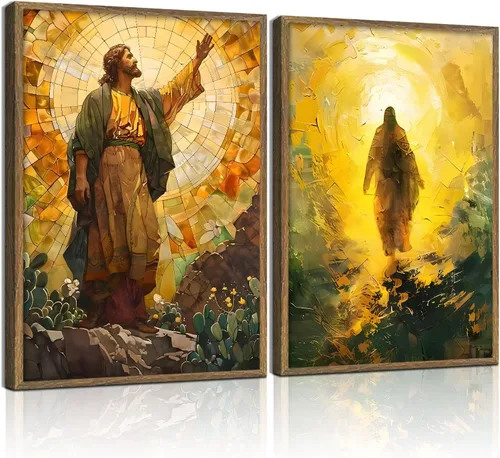 Vista 12 de Cuadro enmarcado de cruz de Jesús en lona para pared, arte impreso en blanco y negro, pintura cristiana, póster inspiradora, Jesús católico